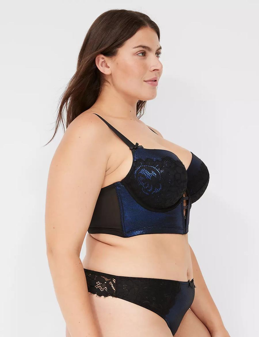 Dámské Podprsenka Balkonetová Lane Bryant Foil Shine Longline Černé | PQK4894FD