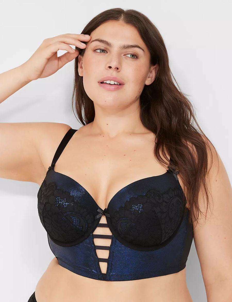 Dámské Podprsenka Balkonetová Lane Bryant Foil Shine Longline Černé | PQK4894FD