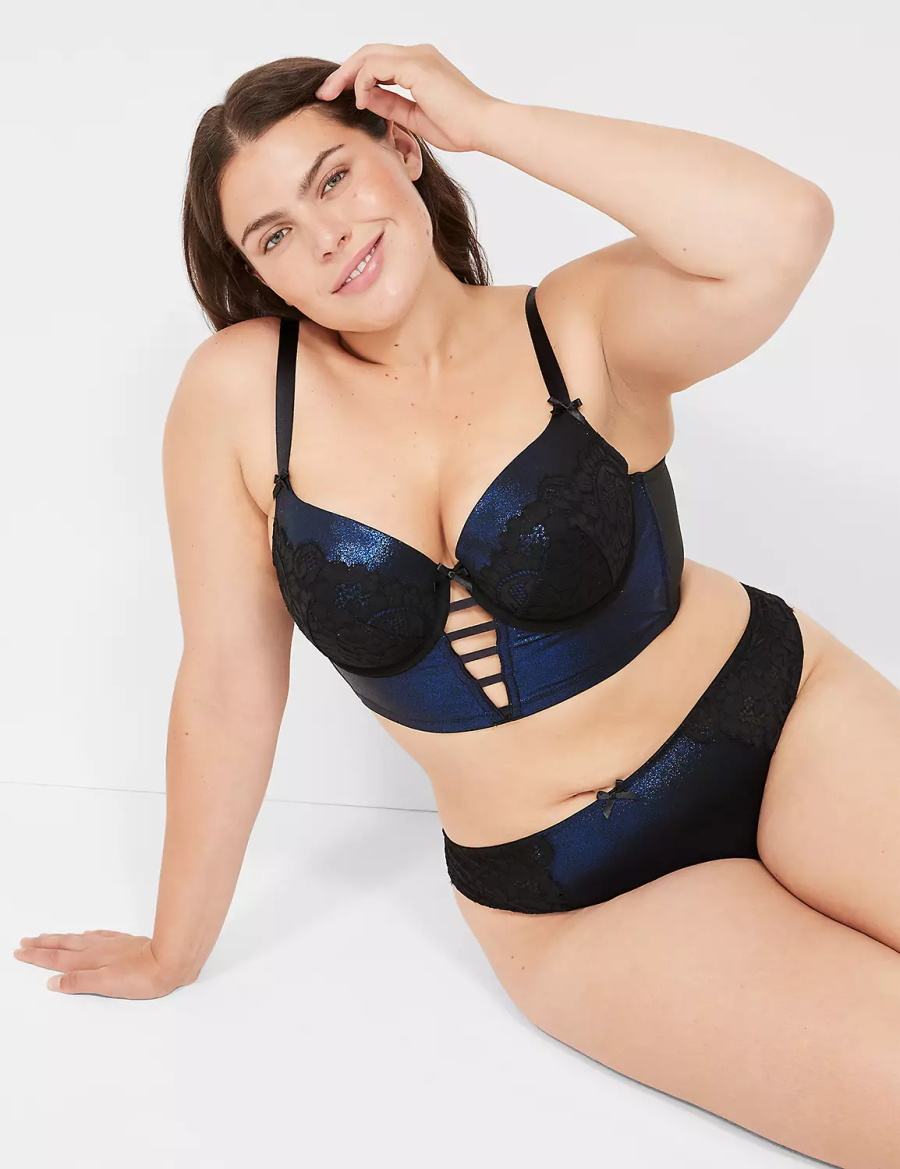 Dámské Podprsenka Balkonetová Lane Bryant Foil Shine Longline Černé | PQK4894FD