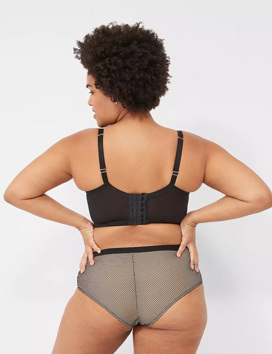 Dámské Podprsenka Balkonetová Lane Bryant Fishnet Longline Boost Černé | IQM7921KG