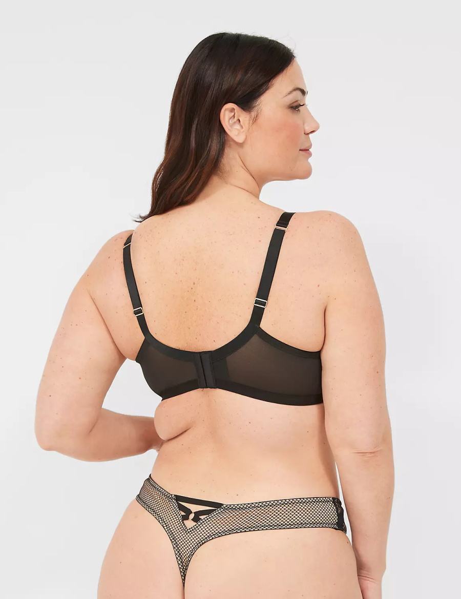 Dámské Podprsenka Balkonetová Lane Bryant Fishnet & Lace Unlined Černé | NCJ565QF