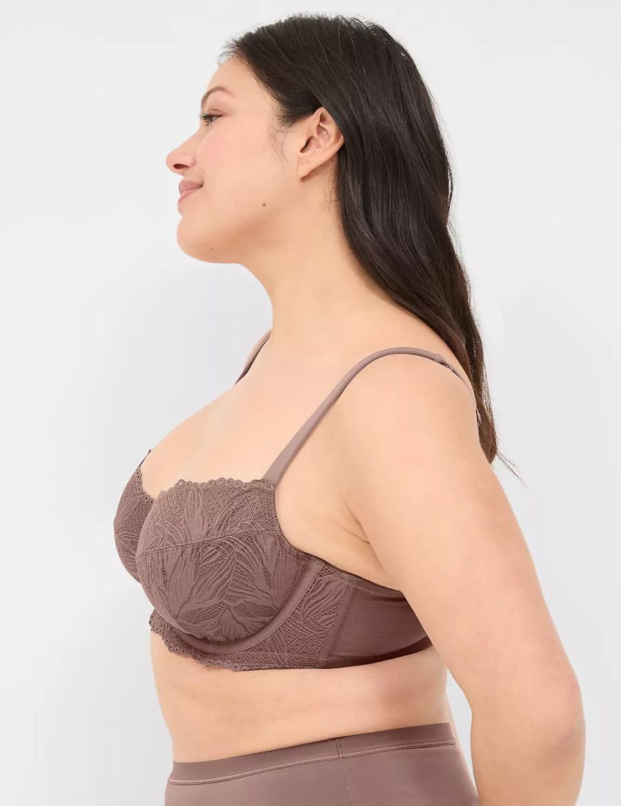 Dámské Podprsenka Balkonetová Lane Bryant Unlined with Lace Tmavě Šedé Hnědé | JGF4044NE