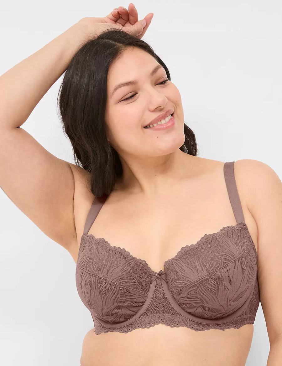 Dámské Podprsenka Balkonetová Lane Bryant Unlined with Lace Tmavě Šedé Hnědé | JGF4044NE