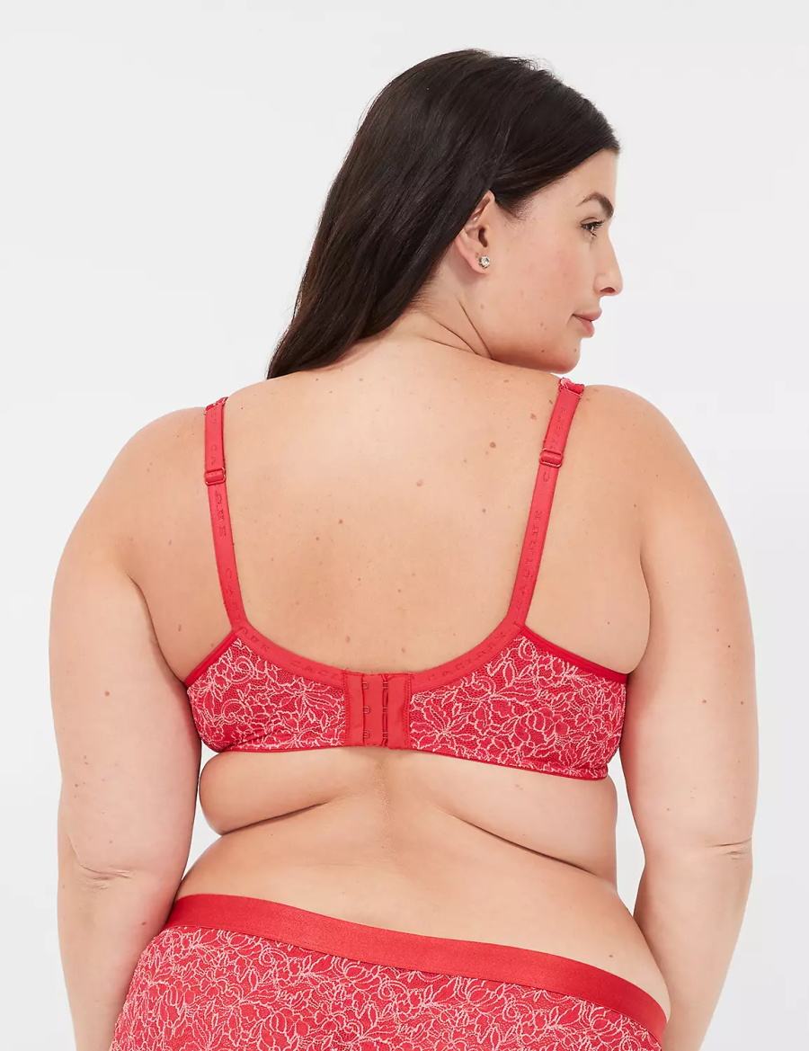 Dámské Podprsenka Bez Podšívky Lane Bryant Demi with Lace Červené | RTB1110OI