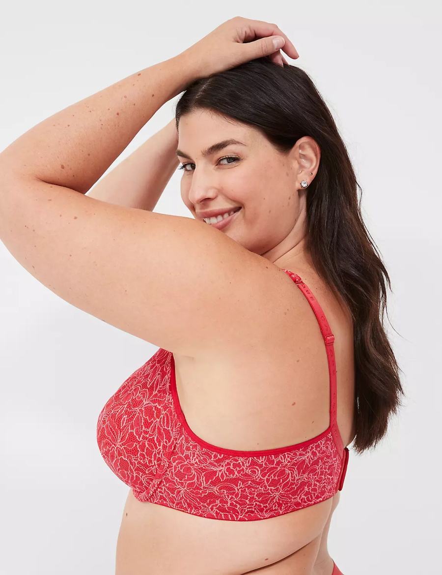 Dámské Podprsenka Bez Podšívky Lane Bryant Demi with Lace Červené | RTB1110OI