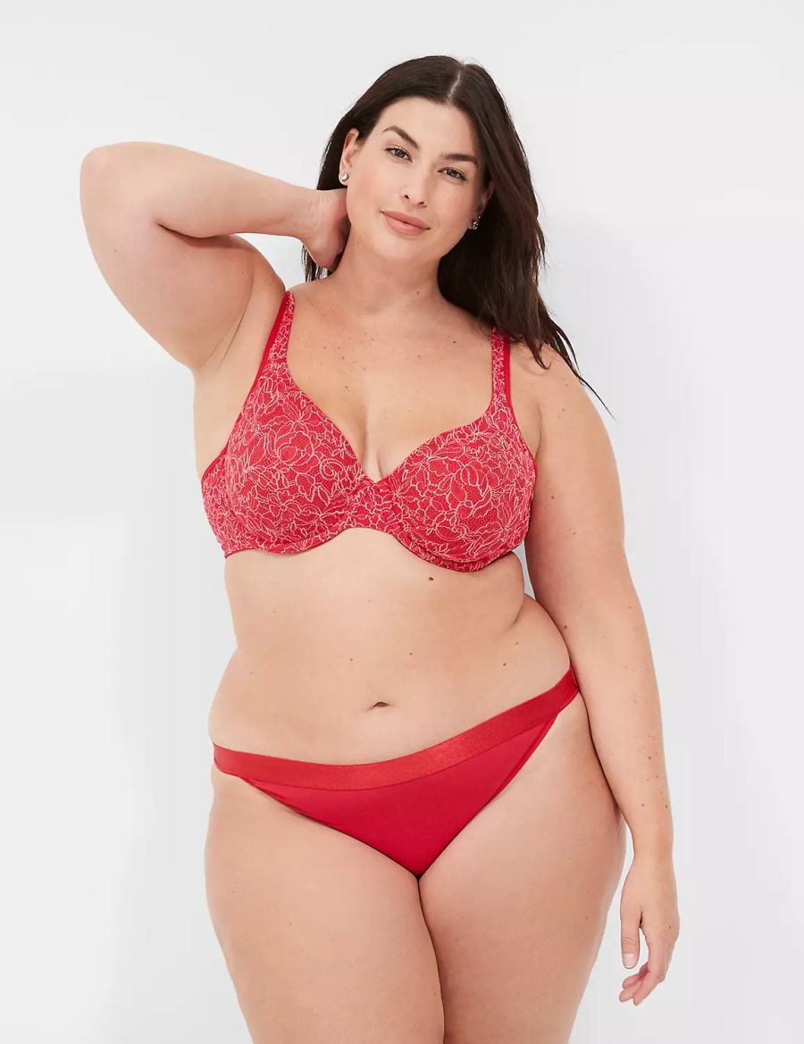 Dámské Podprsenka Bez Podšívky Lane Bryant Demi with Lace Červené | RTB1110OI