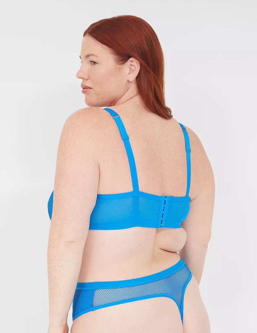 Dámské Podprsenka Bez Podšívky Lane Bryant Fishnet Rocker-Wire Bandeau Blankyt | UAW414OC