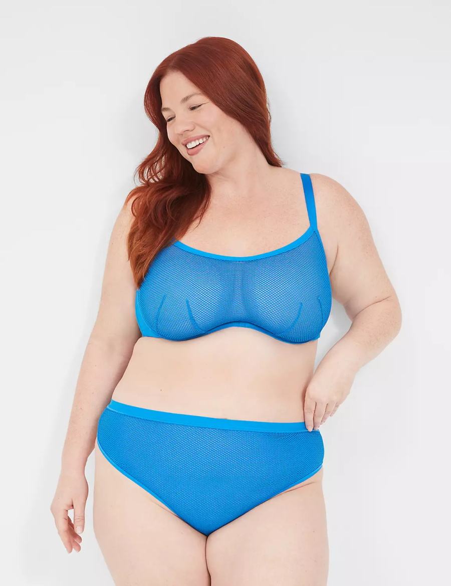 Dámské Podprsenka Bez Podšívky Lane Bryant Fishnet Rocker-Wire Bandeau Blankyt | UAW414OC