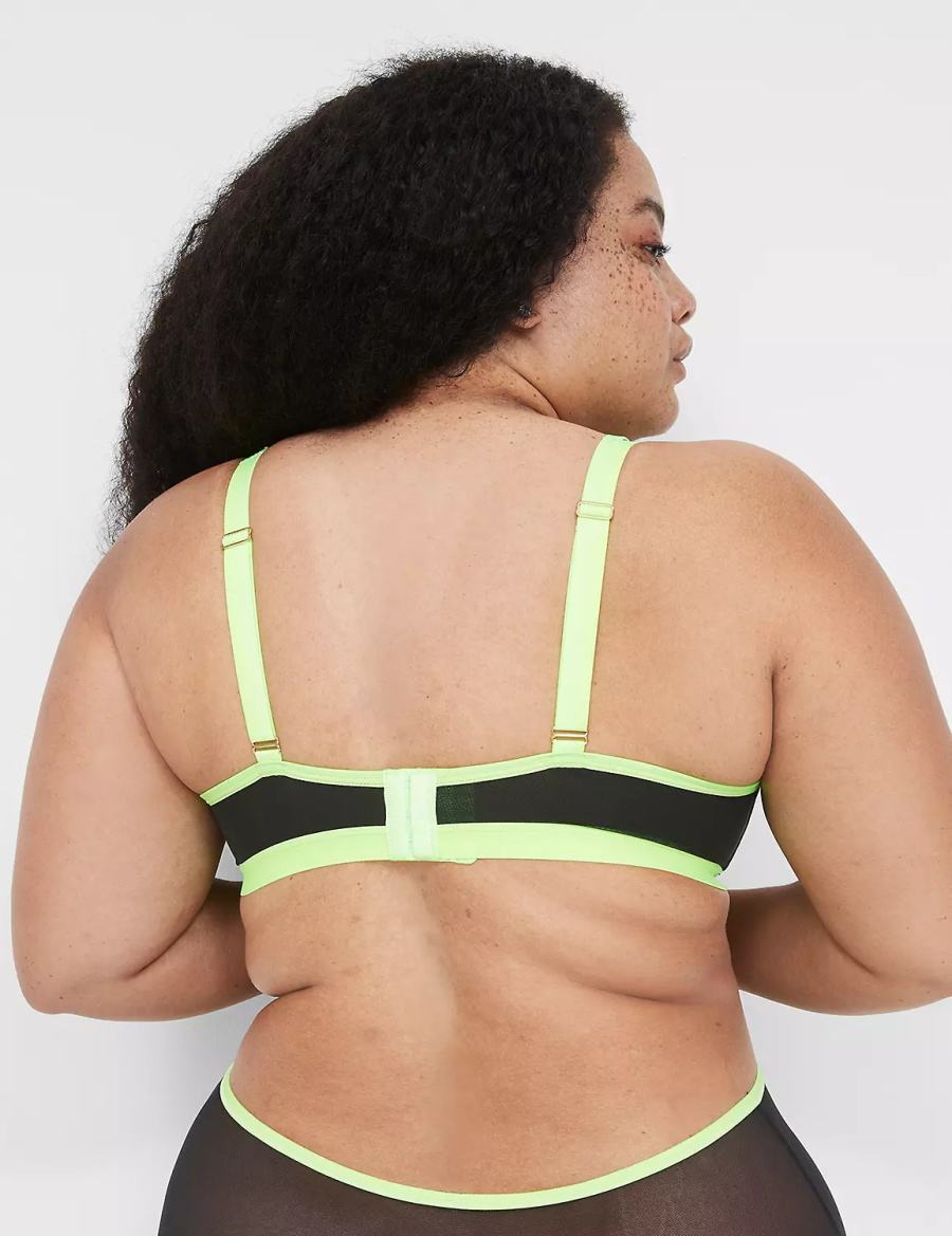 Dámské Podprsenka Bez Podšívky Lane Bryant Mesh Strappy Demi Černé | ZFI6650RK