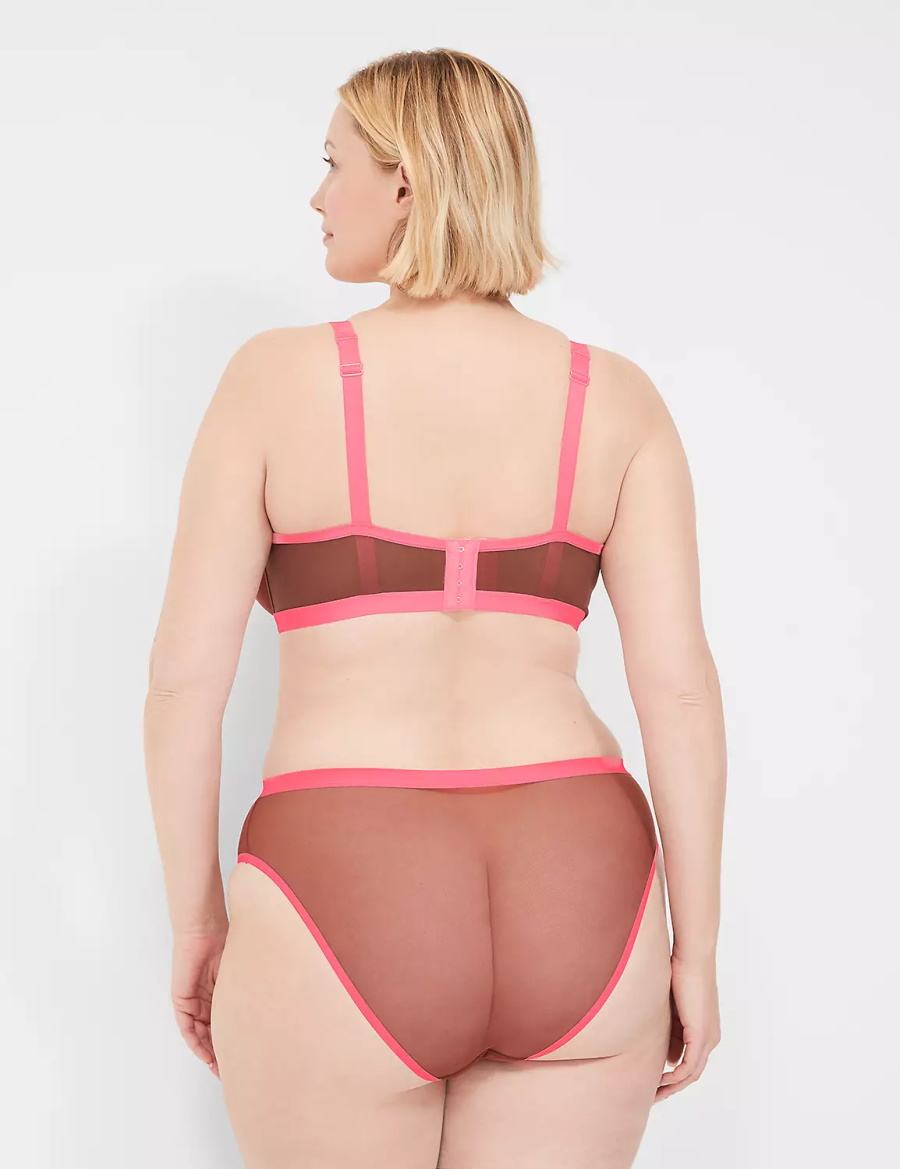 Dámské Podprsenka Bez Podšívky Lane Bryant Mesh Demi Růžové Černé | ICU7727IW