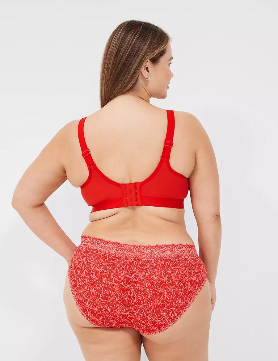 Dámské Podprsenka Bez Podšívky Lane Bryant No-Wire with Lace Červené | WOP1923ME