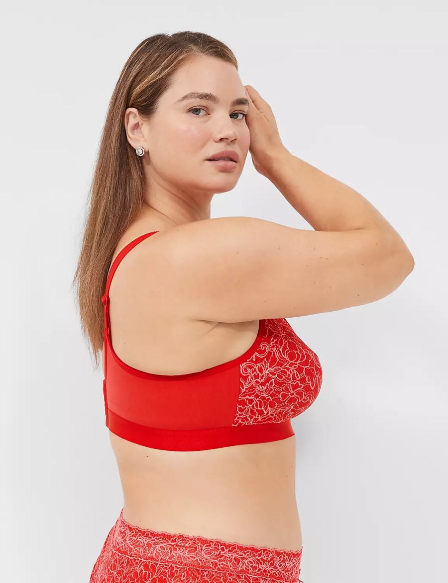 Dámské Podprsenka Bez Podšívky Lane Bryant No-Wire with Lace Červené | WOP1923ME