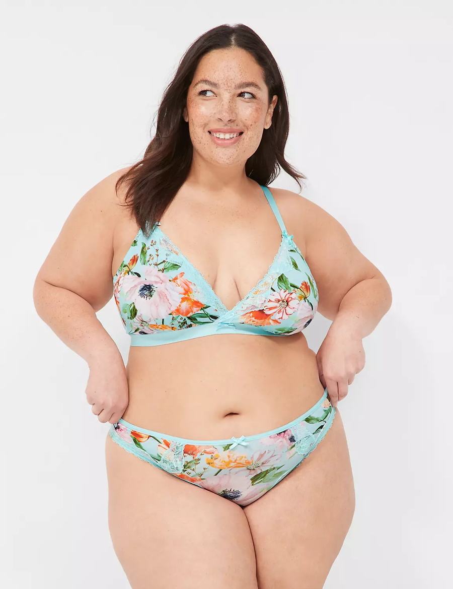 Dámské Podprsenka Bez Podšívky Lane Bryant Printed No-Wire Triangle Tyrkysové | KHA4487IR