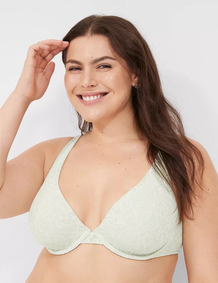 Dámské Podprsenka Bez Podšívky Lane Bryant Plunge with Lace Světle Zelene | DPL458ZC