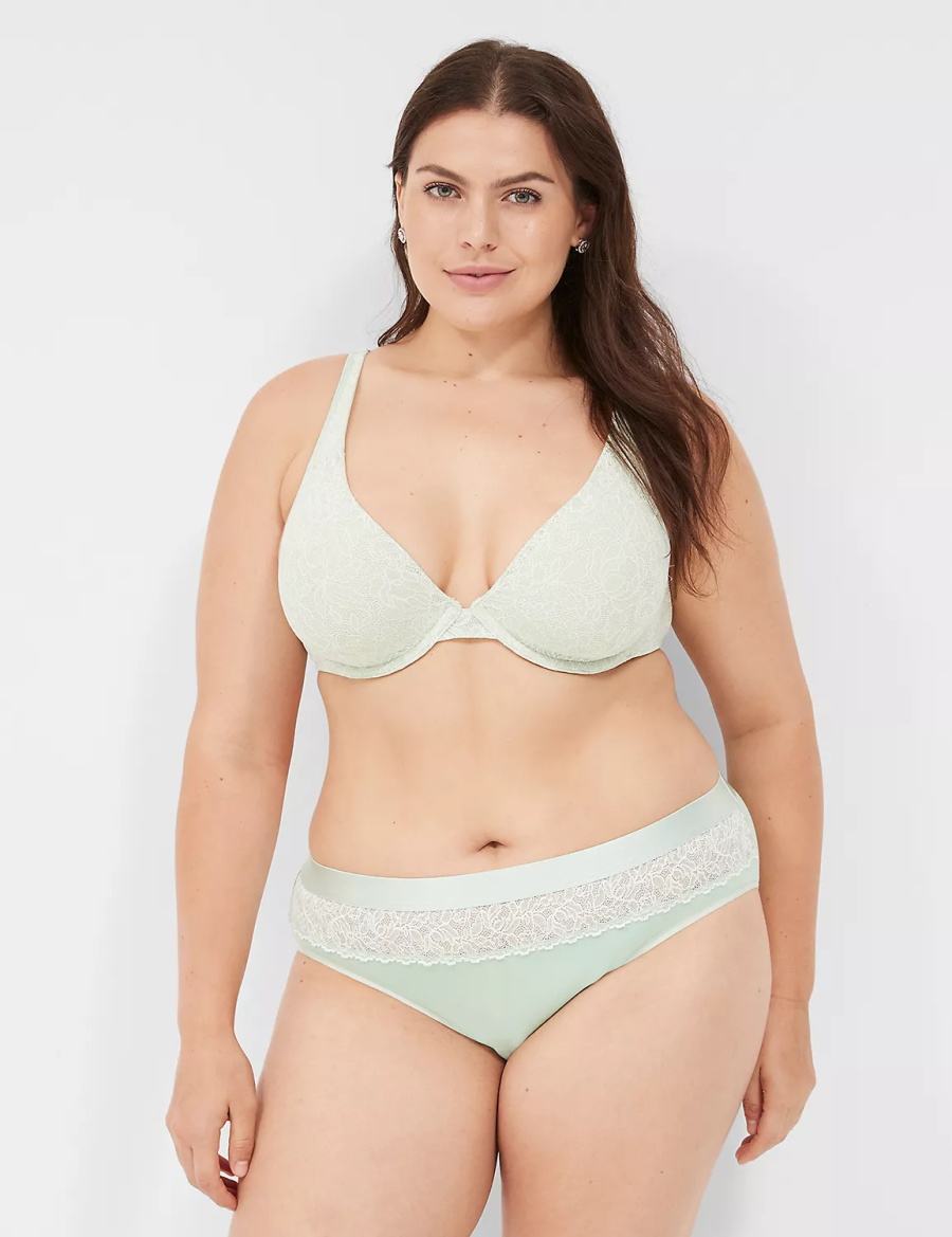 Dámské Podprsenka Bez Podšívky Lane Bryant Plunge with Lace Světle Zelene | DPL458ZC