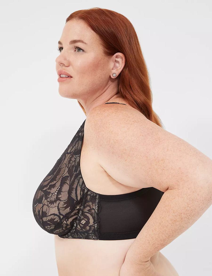 Dámské Podprsenka Bez Podšívky Lane Bryant Plunge with Lace Černé | RVX274KP