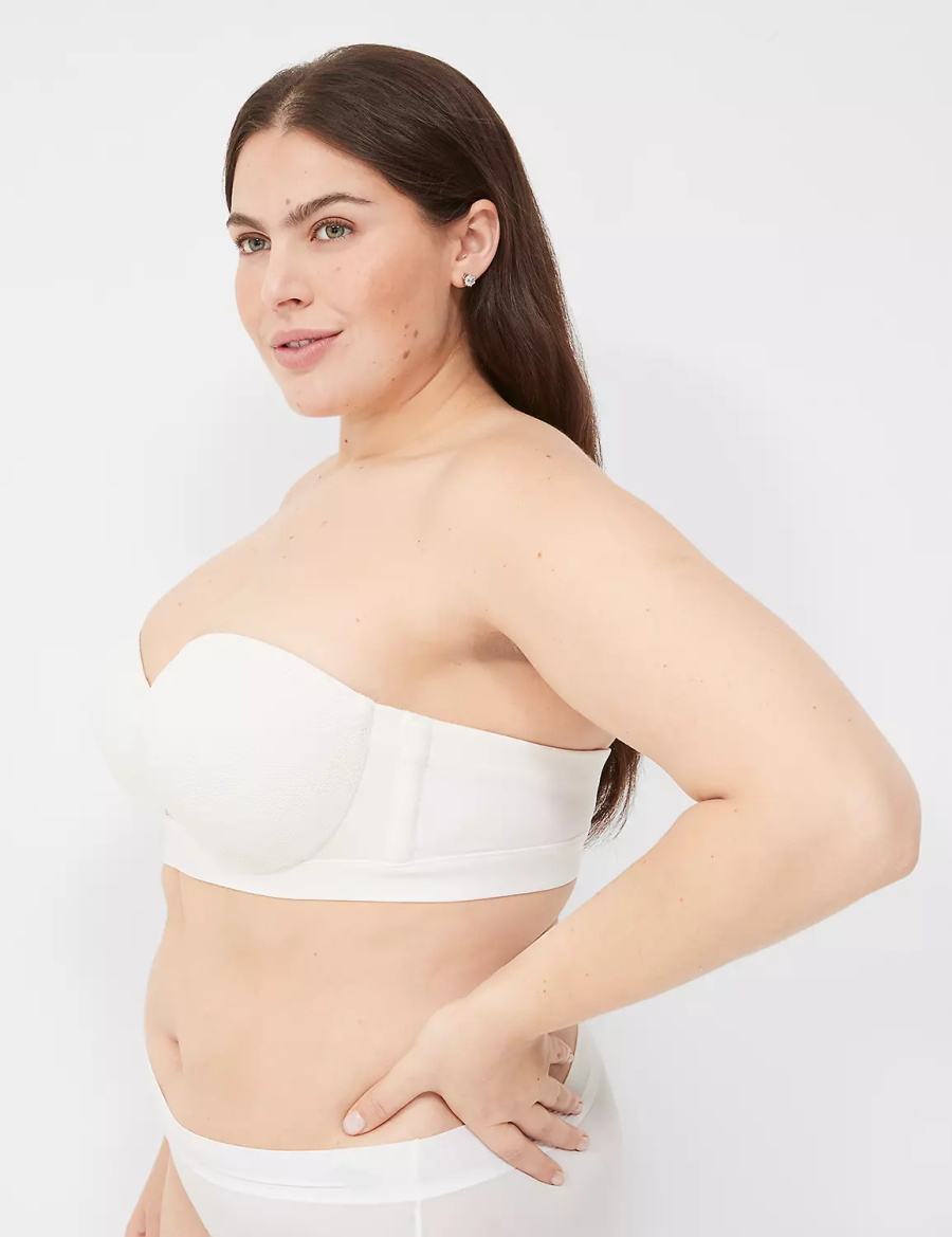 Dámské Podprsenka Bez Ramínek Lane Bryant Comfort Bliss Lightly Lined Multi-Way With Lace Bílé | WVS281QB