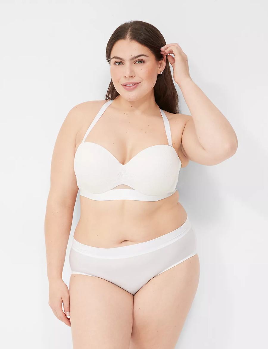 Dámské Podprsenka Bez Ramínek Lane Bryant Comfort Bliss Lightly Lined Multi-Way With Lace Bílé | WVS281QB