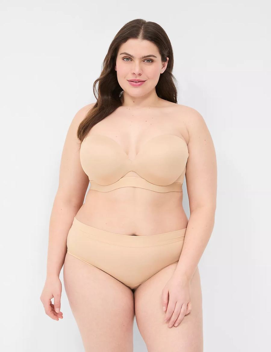 Dámské Podprsenka Bez Ramínek Lane Bryant Comfort Bliss Plunge Multi-Way Béžový | UNL8341PU