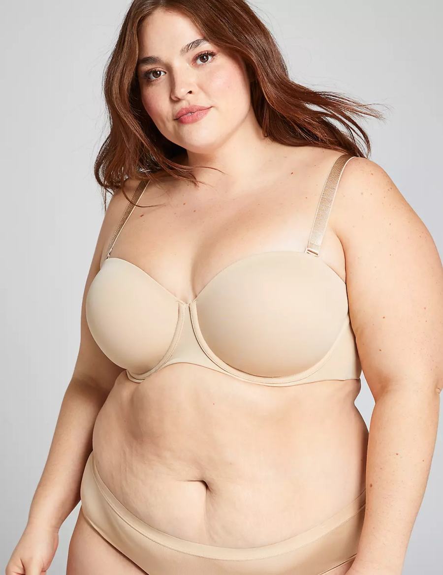 Dámské Podprsenka Bez Ramínek Lane Bryant Lightly Lined Multi-Way Béžový | NRI8250NE