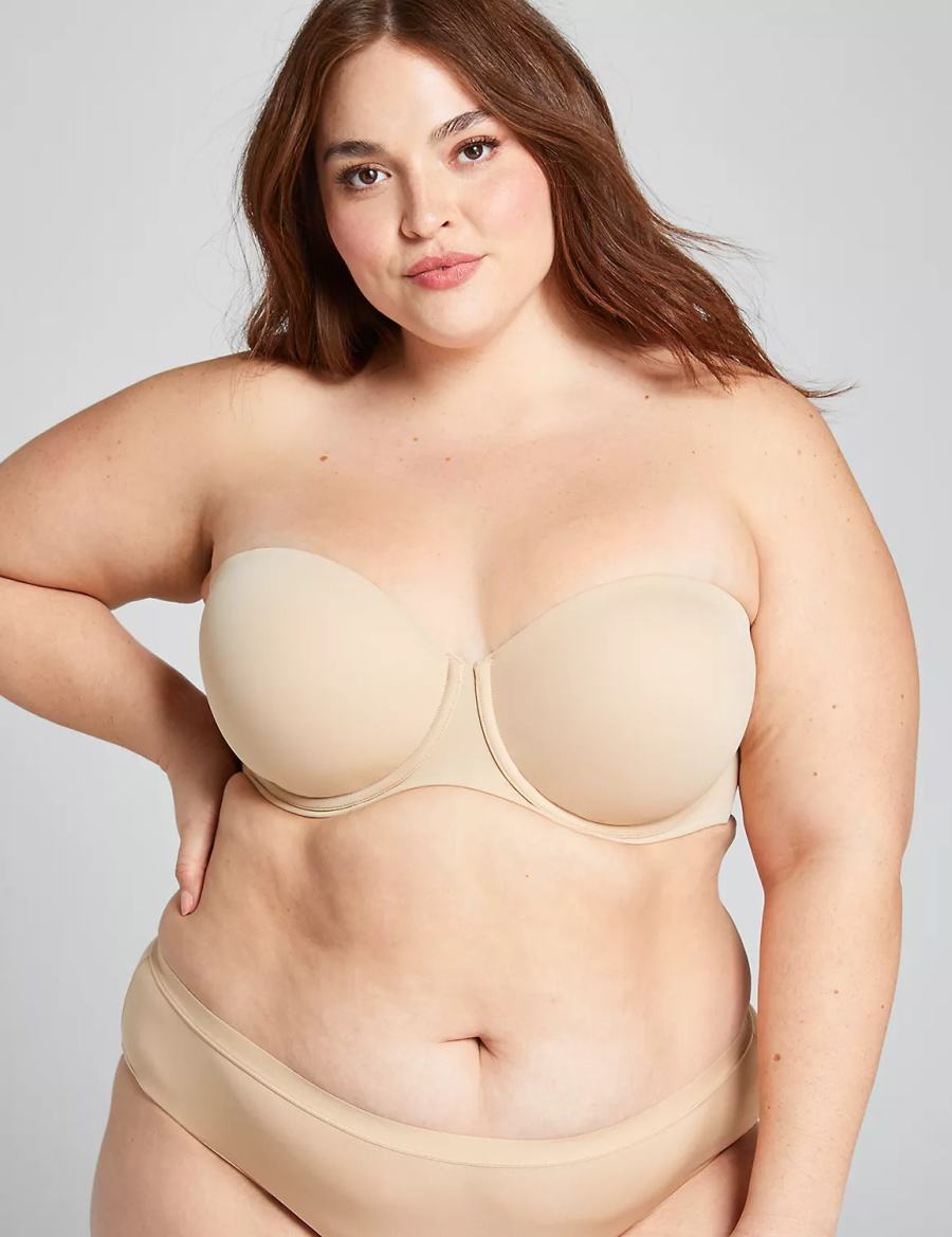 Dámské Podprsenka Bez Ramínek Lane Bryant Lightly Lined Multi-Way Béžový | NRI8250NE