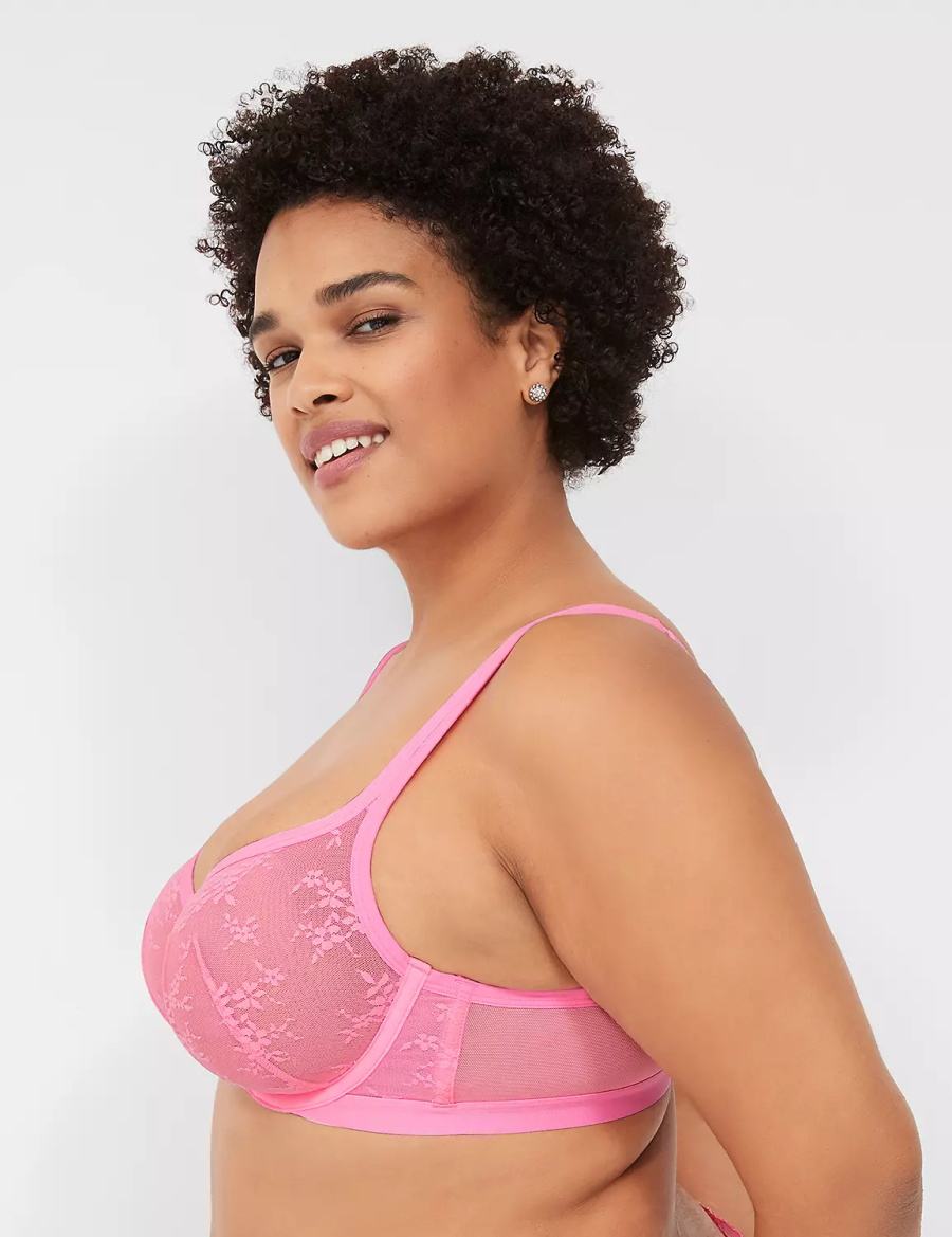 Dámské Podprsenka S Tričkem Lane Bryant Delicate Lace Unlined Square-Neck Růžové | IEP4242KU