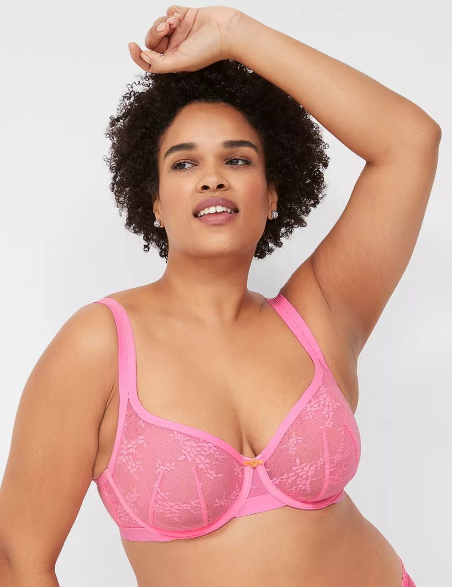 Dámské Podprsenka S Tričkem Lane Bryant Delicate Lace Unlined Square-Neck Růžové | IEP4242KU