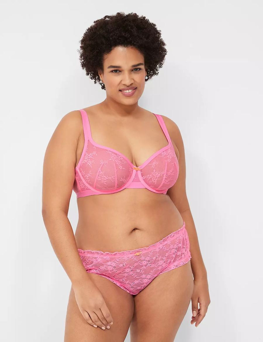 Dámské Podprsenka S Tričkem Lane Bryant Delicate Lace Unlined Square-Neck Růžové | IEP4242KU