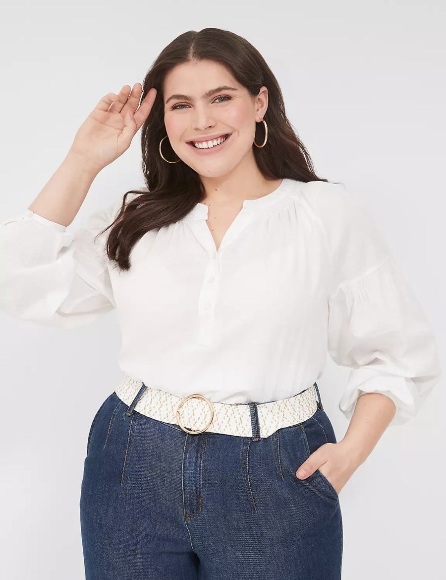 Dámské Pásky Lane Bryant Woven Stretch Bílé | LDC7872II