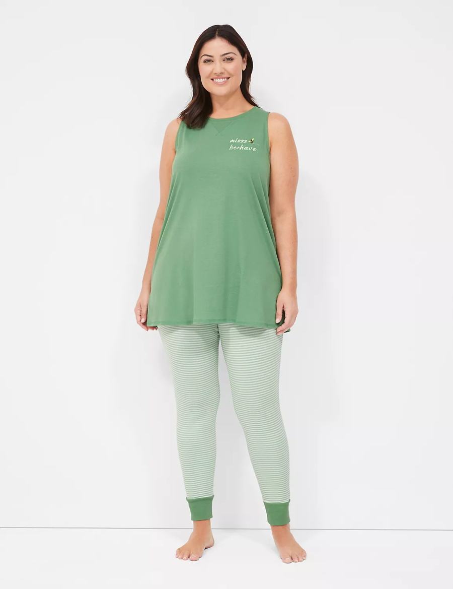 Dámské Pyžama Lane Bryant Comfy Cotton Graphic Tunic & Legging PJ Set Zelene Viacfarebný | HXP3897PC