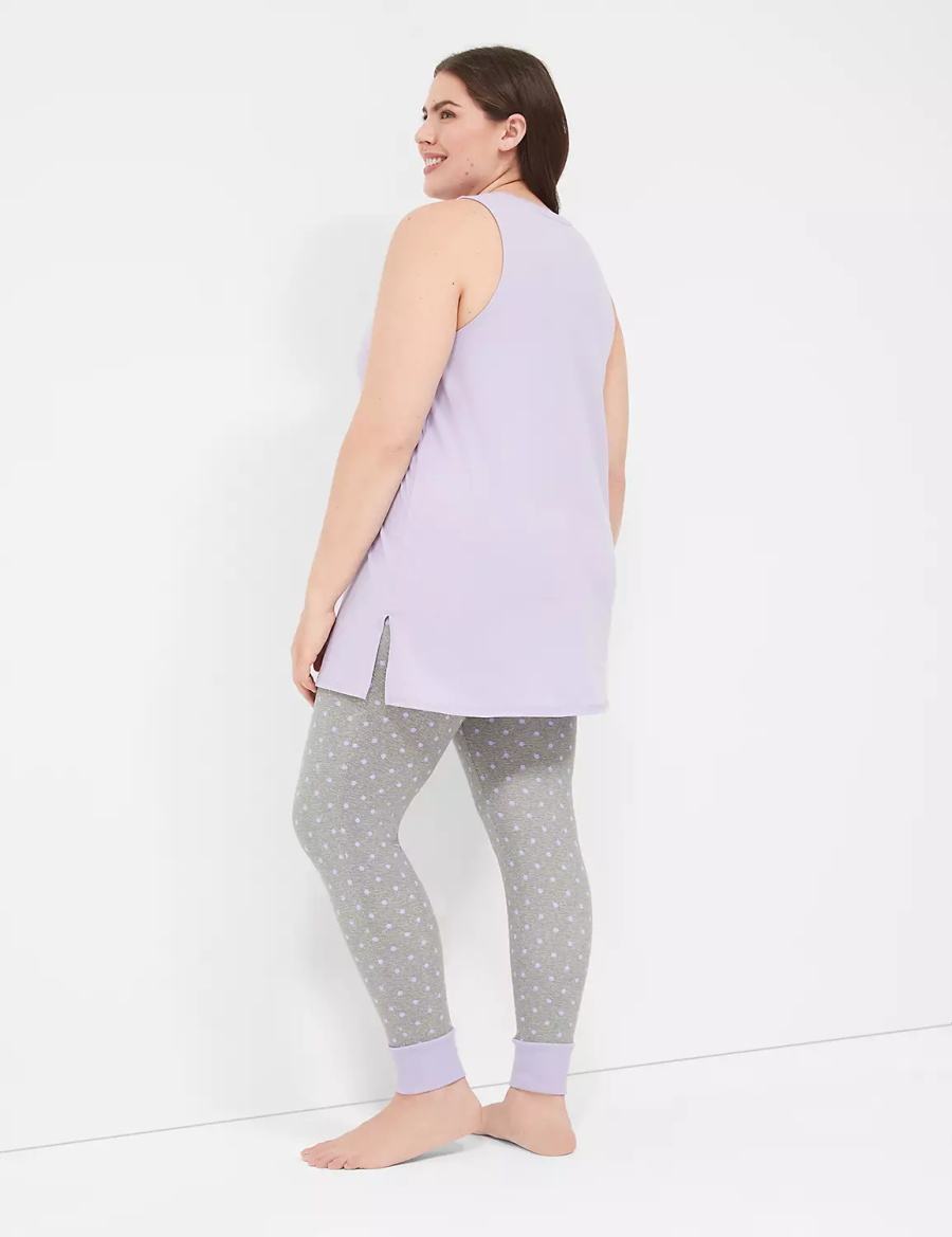 Dámské Pyžama Lane Bryant Comfy Cotton Graphic Tunic & Legging PJ Set Fialové Šedé | XAR4511DW