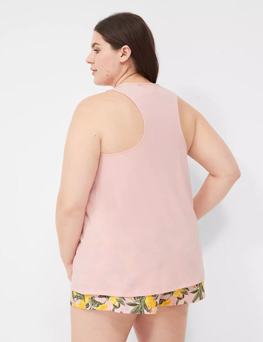 Dámské Pyžama Lane Bryant Comfy Cotton Racerback Tank & Short PJ Set Růžové Viacfarebný | BPE5528DY