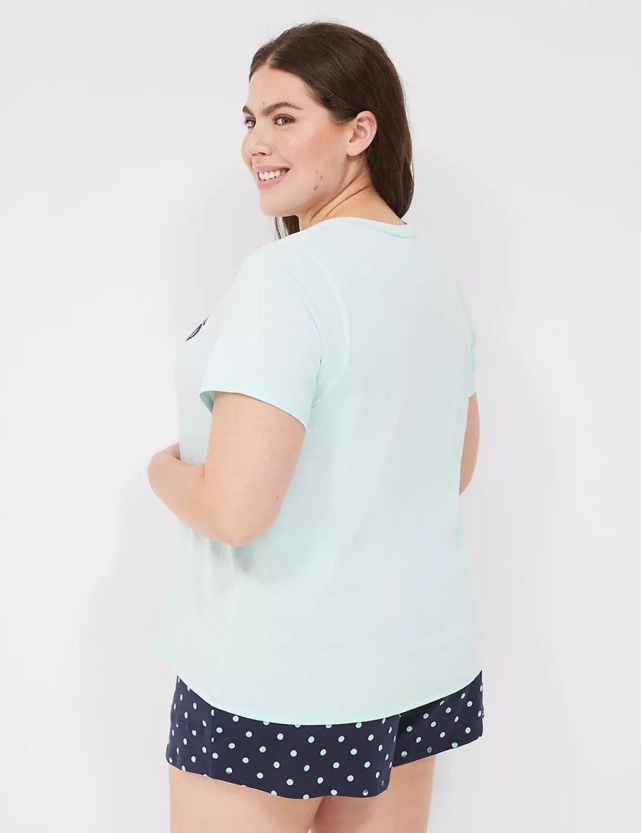 Dámské Pyžama Lane Bryant Comfy Cotton Rib-Trim Tee & Short PJ Set Světle Zelene Viacfarebný | CZR3112KR