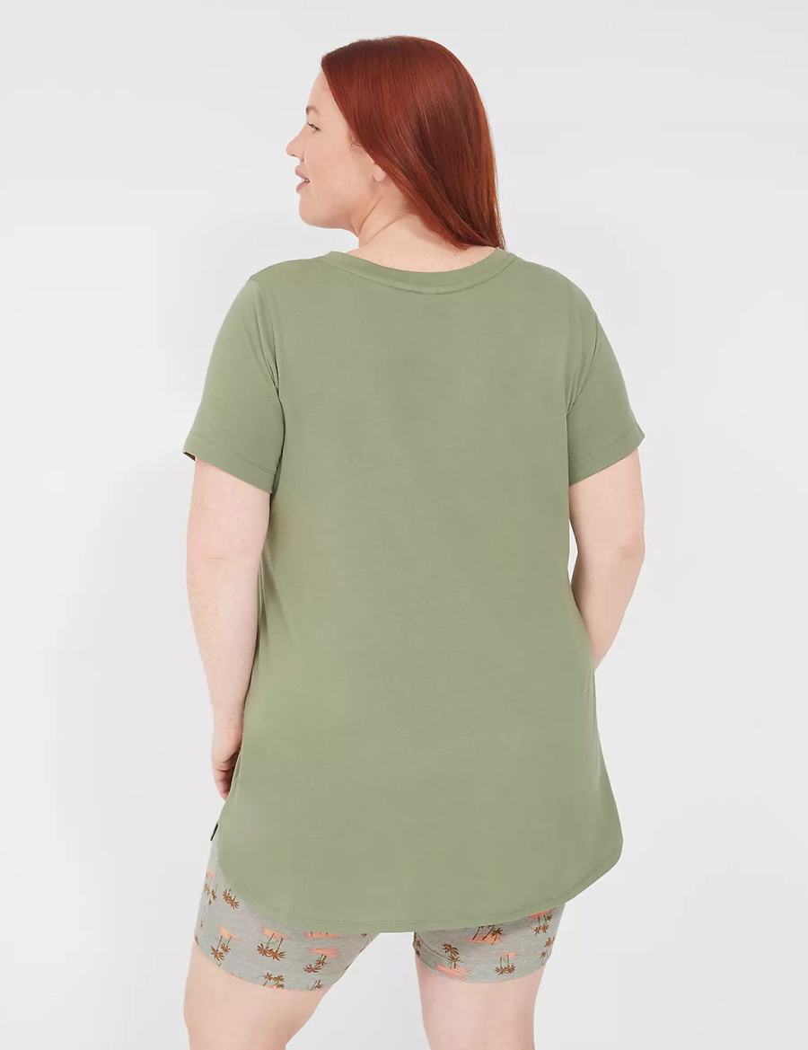 Dámské Pyžama Lane Bryant Comfy Cotton Tunic Tee & Bike Short PJ Set Zelene Viacfarebný | RFV8091SX