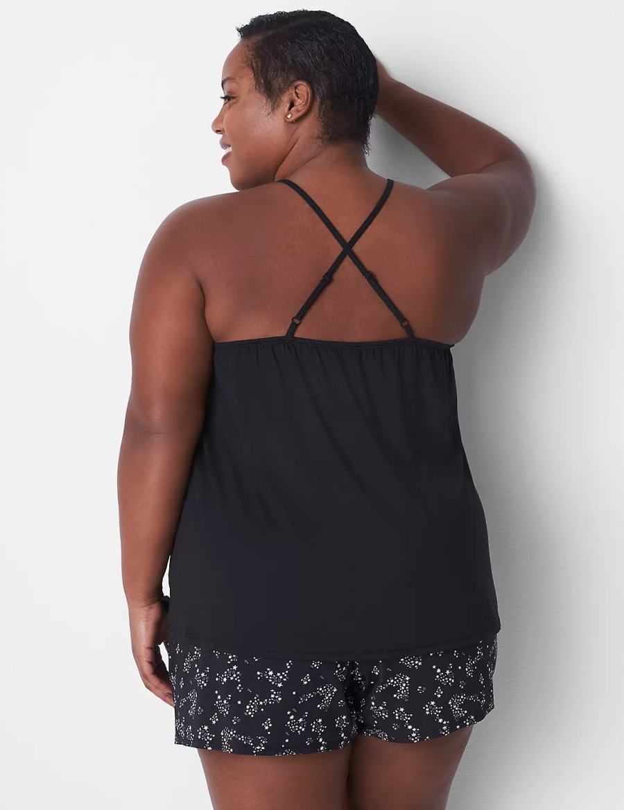 Dámské Pyžama Lane Bryant DreamyCool Cami & Short PJ Set Černé | FIK5313KU