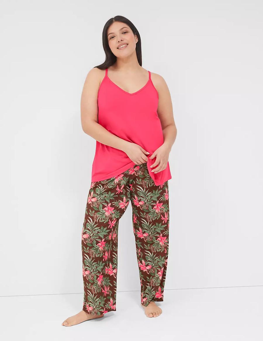 Dámské Pyžama Lane Bryant DreamyCool Cami & Block Pant PJ Set Růžové Viacfarebný | VCZ9293FM