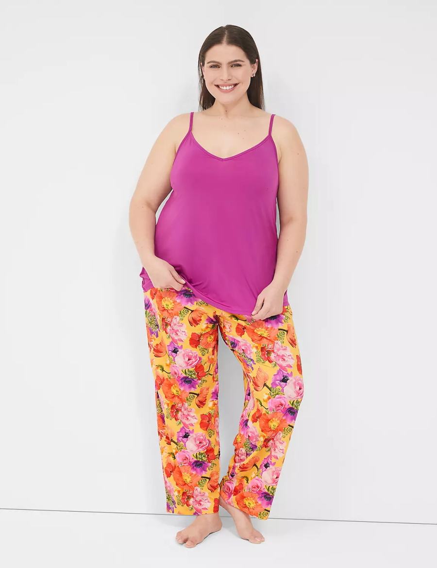 Dámské Pyžama Lane Bryant DreamyCool Cami & Block Pant PJ Set Fialové Viacfarebný | LSL9776BW