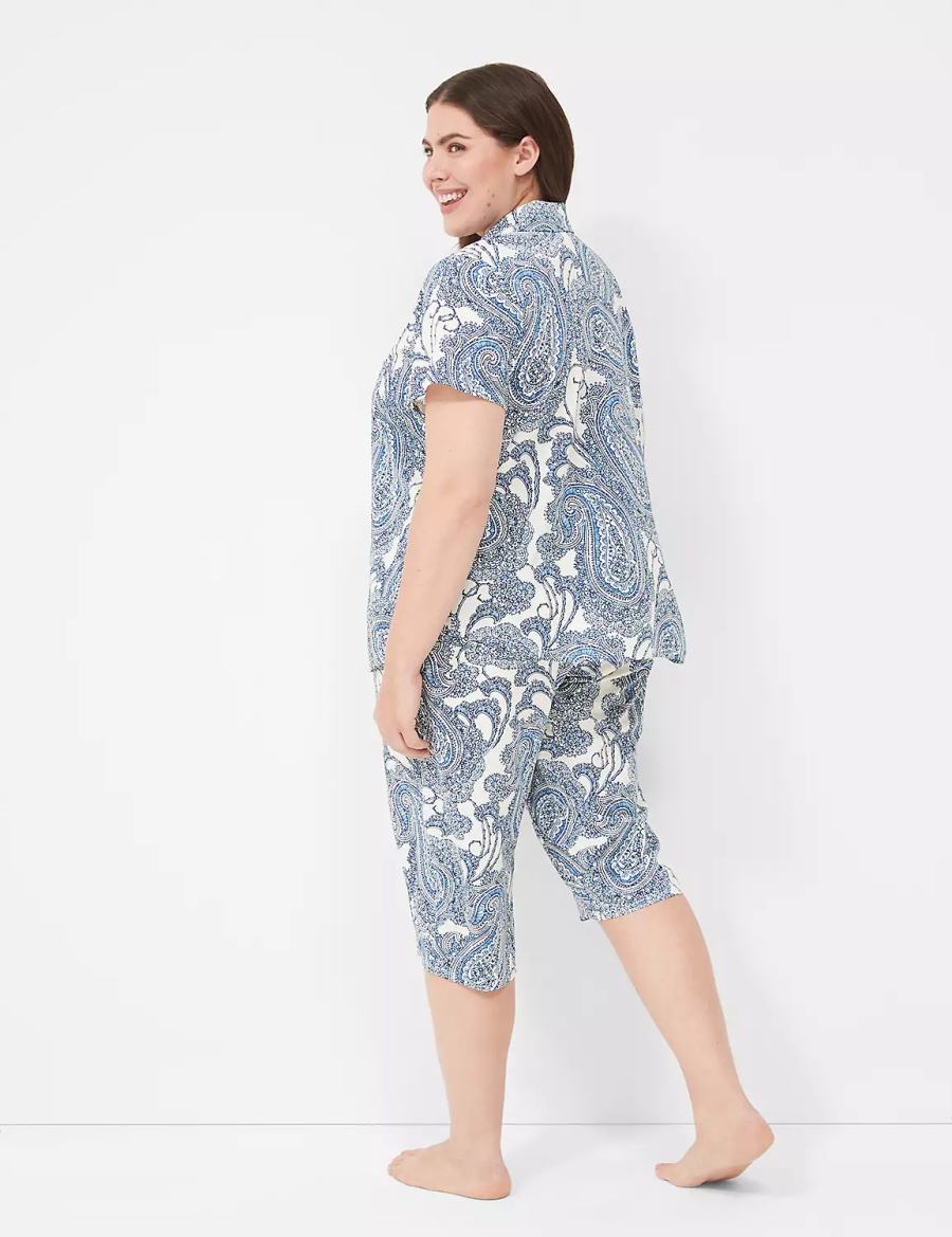 Dámské Pyžama Lane Bryant DreamyCool Short-Sleeve Shirt & Crop Pant PJ Set Blankyt Viacfarebný | KCP4446CD