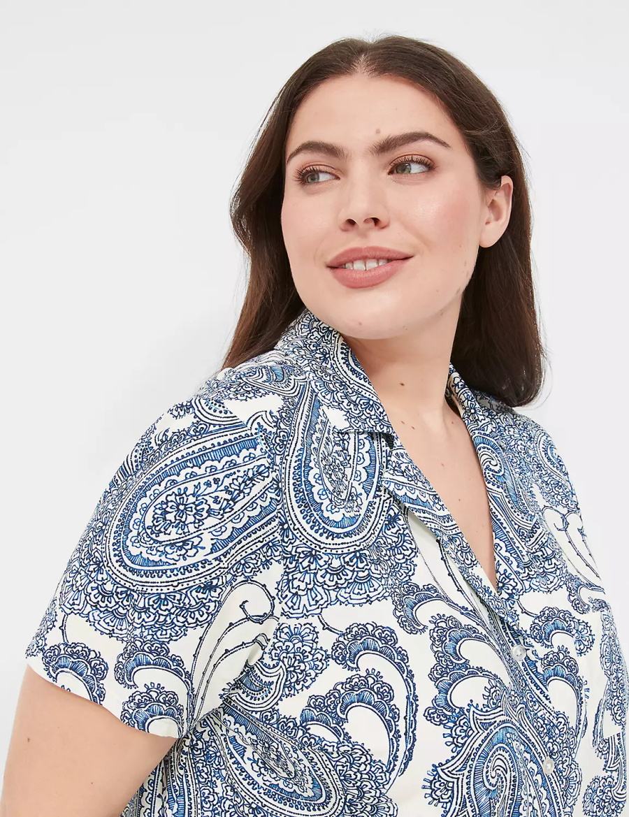 Dámské Pyžama Lane Bryant DreamyCool Short-Sleeve Shirt & Crop Pant PJ Set Blankyt Viacfarebný | KCP4446CD