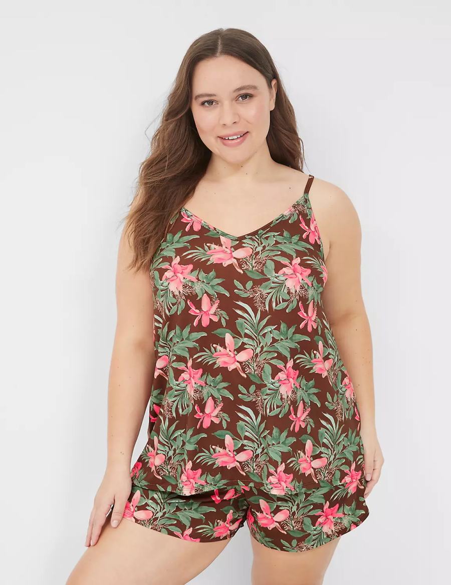 Dámské Pyžama Lane Bryant Dreamy Cool Cami & Short PJ Set Zelene Viacfarebný | PFM264SN