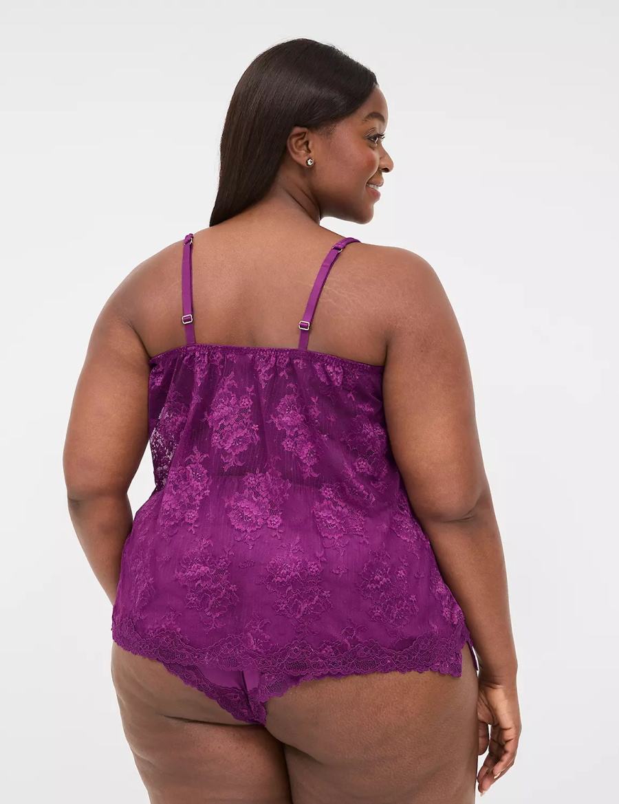 Dámské Pyžama Lane Bryant Lace-Back Cami & Short Set Fialové | BYI5339ME