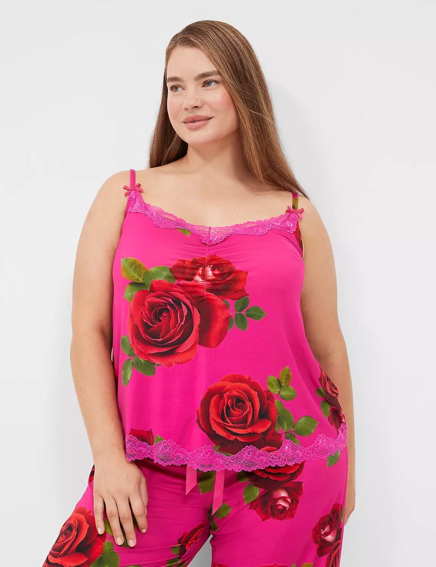 Dámské Pyžama Lane Bryant Ruched Cami & Pant PJ Set Růžové Fuchsie | IPL4478LZ