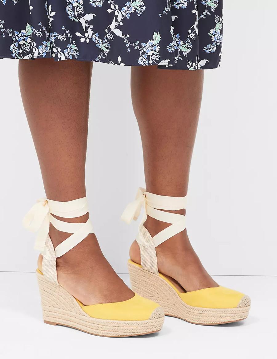 Dámské Sandály na Klínku Lane Bryant Dream Cloud Ankle-Tie Espadrille Žluté | UGW7822KS