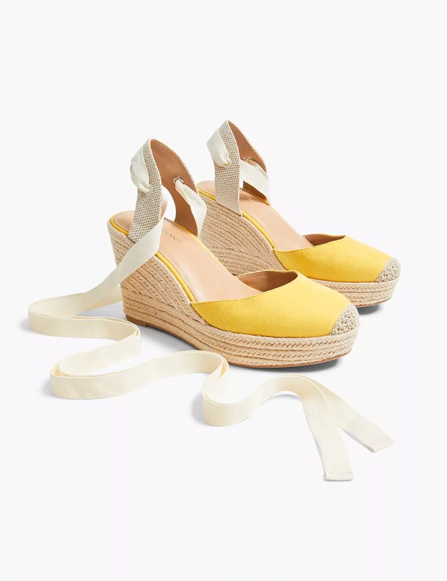 Dámské Sandály na Klínku Lane Bryant Dream Cloud Ankle-Tie Espadrille Žluté | UGW7822KS