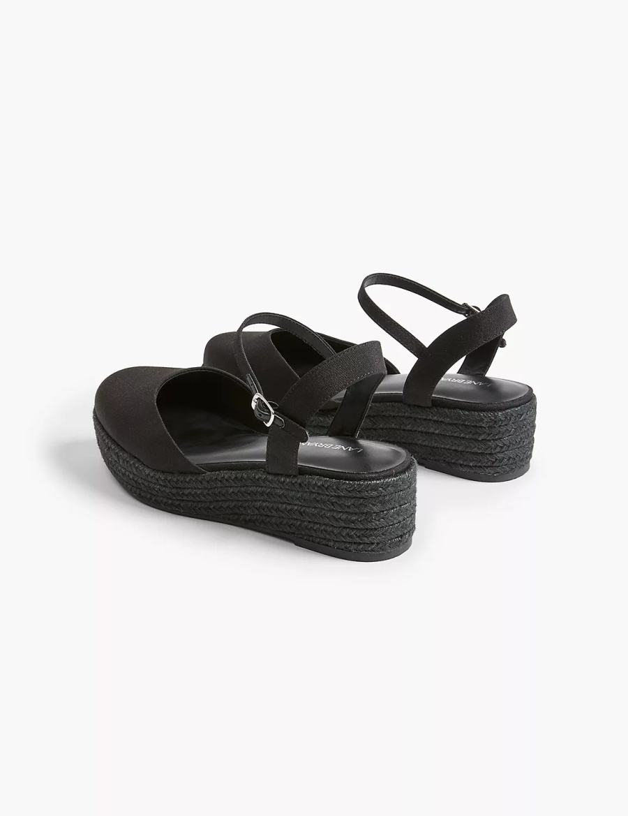 Dámské Sandály na Klínku Lane Bryant Dream Cloud Ankle-Strap Espadrille Černé | SGQ1032ZO