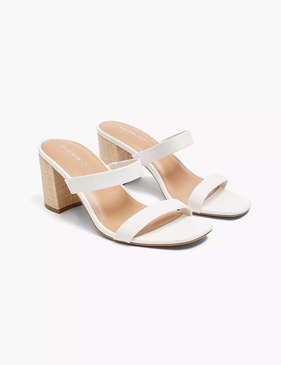 Dámské Sandály na Podpatku Lane Bryant Dream Cloud Double-Band Low Block Heel Bílé Růžové | IFL362TH