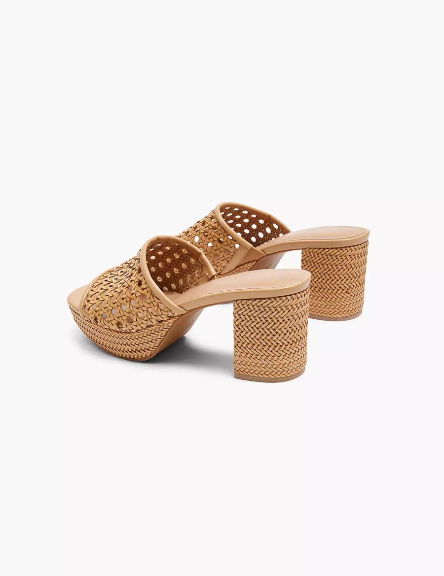 Dámské Sandály na Podpatku Lane Bryant Dream Cloud Woven Faux-Leather Slip-On Heel Hnědožlutý | FVE223AD