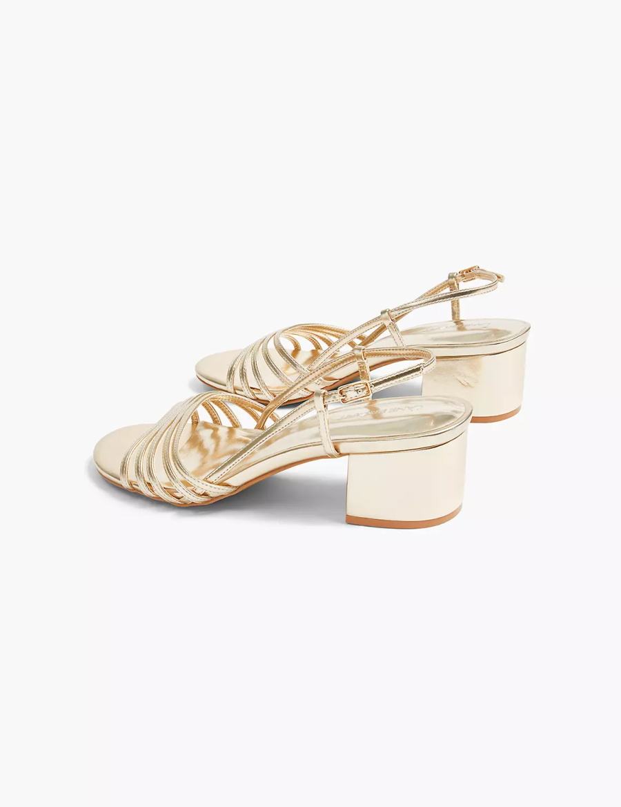 Dámské Sandály na Podpatku Lane Bryant Dream Cloud Metallic Strappy Low Block Heel Zlaté | BJS7471FB