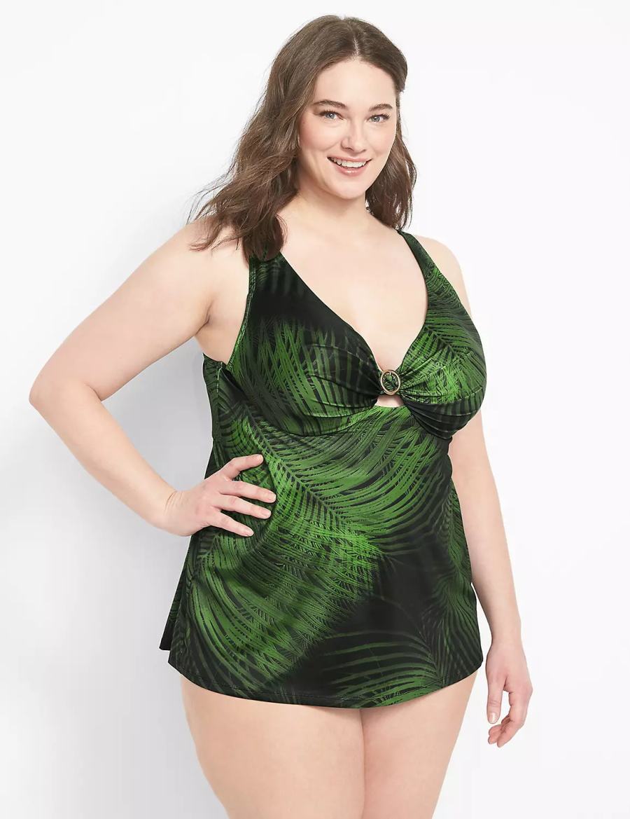 Dámské Slipy Lane Bryant Convertible High-Waist Swim Tmavě Zelene | ZJJ10097AA