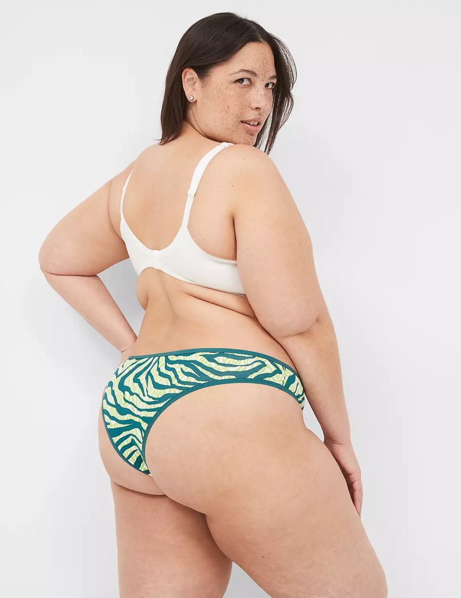 Dámské Slipy Lane Bryant Cotton Dipped Tanga Tmavě Tyrkysové | WMH3479DO